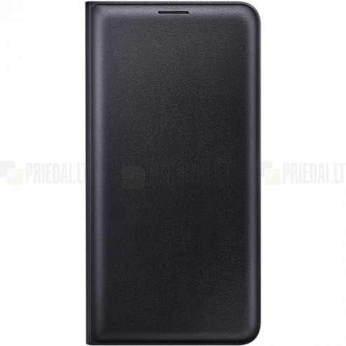 Samsung Galaxy J7 2016 (J710) oficiāls Flip Wallet Cover EF-WJ710 atvērams melns ādas maciņš (maks)