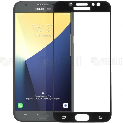 Samsung Galaxy J7 2017 (J730) Calans Tempered Glass melns ekrāna aizsargstikls