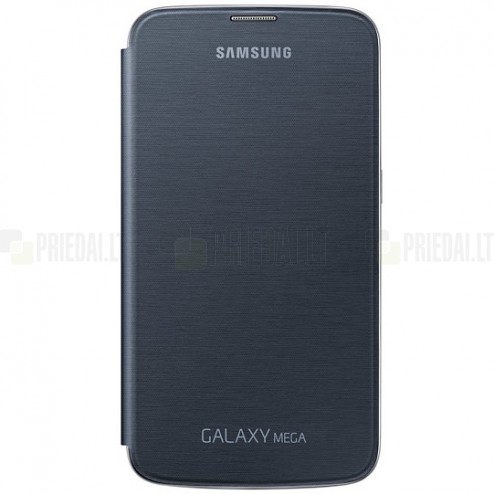 Samsung Galaxy Mega 6.3 Flip Cover atvērams melns ādas futrālis