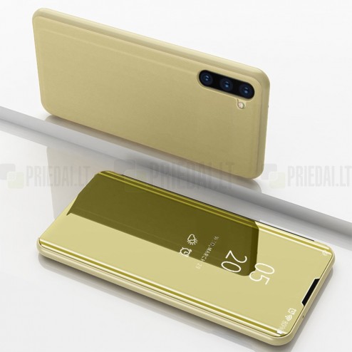 Samsung Galaxy Note 10 (N970F) plastmasas atvērams zelta ādas maciņš