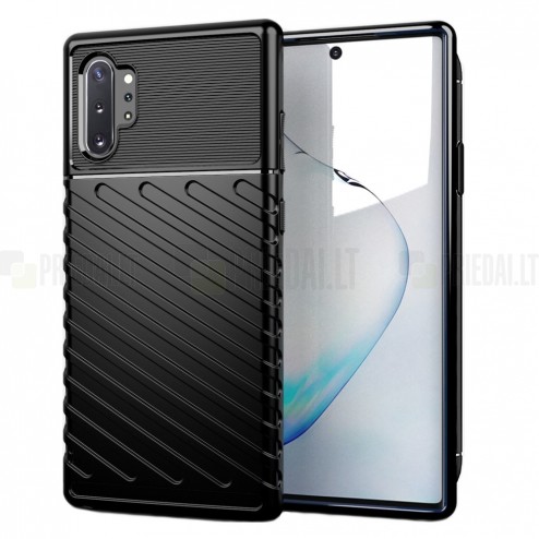 Samsung Galaxy Note 10+ (N975F) „Twill“ cieta silikona (TPU) melns apvalks