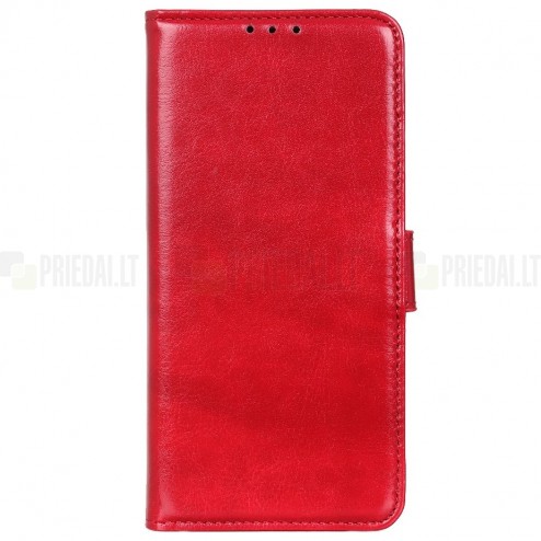 Samsung Galaxy Note 10+ (N975F) atvēramais ādas sarkans maciņš (maks)