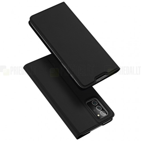 Samsung Galaxy Note 20 (N980F) „Dux Ducis“ Skin sērijas melns ādas atvērams maciņš