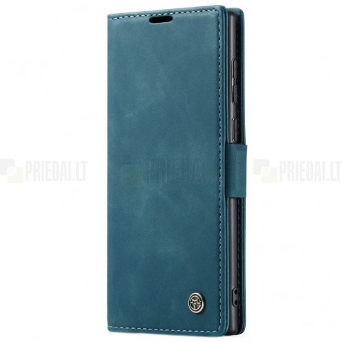 Samsung Galaxy Note 20 Ultra (N986F) CaseMe Retro solīds atvēramais ādas zaļš maciņš - maks