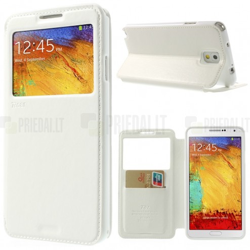 Samsung Galaxy Note 3 (N9005, N9002, N9000) Roar Noble ādas atvēramais balts futrālis