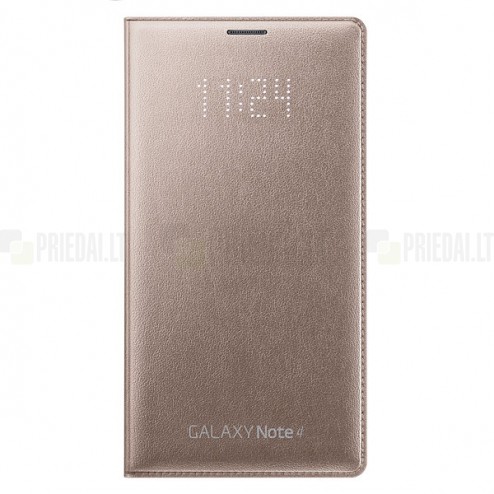 Samsung Galaxy Note 4 N910 oficiāls LED Flip Wallet Cover atvērams zelta ādas maciņš