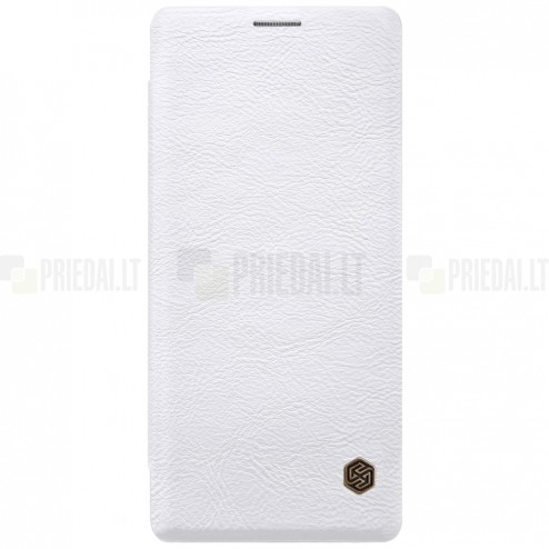 Greznais „Nillkin“ Qin sērijas ādas atvērams balts Samsung Galaxy Note 8 (N950F) maciņš