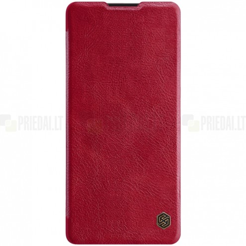 Greznais Nillkin Qin sērijas ādas atvērams sarkans Samsung Galaxy S10 Lite (G970) vāciņš