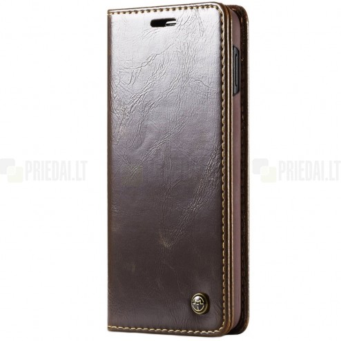 Samsung Galaxy S10e (G970) „CaseMe“ solīds atvēramais ādas brūns maciņš - maks 