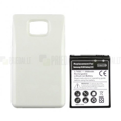 Samsung Galaxy S2 i9100 akumulators (3500 mAh) + balts aizmugurējs vāciņš