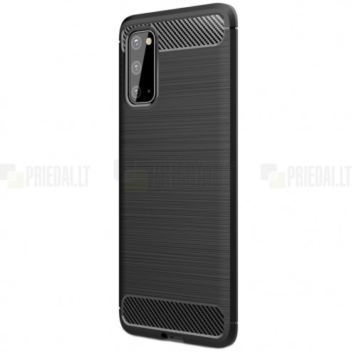 Samsung Galaxy S20 (G980) Carbon cieta silikona (TPU) melns apvalks
