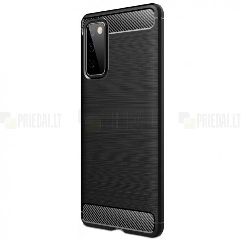 Samsung Galaxy S20 FE (Fan Edition) „Carbon“ cieta silikona (TPU) melns apvalks