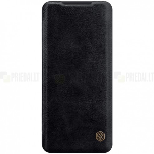 Samsung Galaxy S20 (G980) greznais Nillkin Qin sērijas ādas atvērams melns maciņš, maks