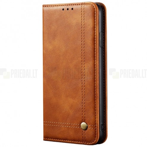 Samsung Galaxy S20 Ultra (G988) Deluxe ādas atvēramais gaiši brūns maciņš (maks)