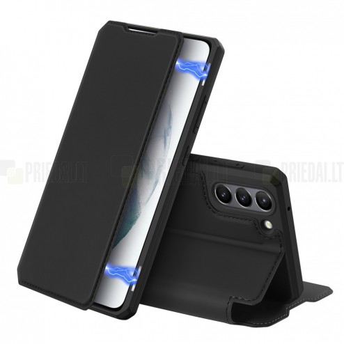 Samsung Galaxy S21 FE (Fan Edition) 5G Dux Ducis Skin X sērijas melns ādas atvērams maciņš