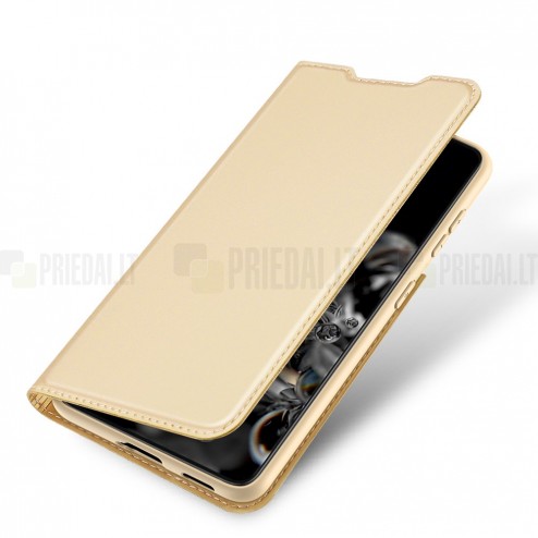 Samsung Galaxy S21+ (G996B) Dux Ducis Skin sērijas zelta ādas atvērams maciņš