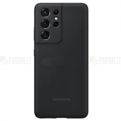 Samsung Galaxy S21 Ultra (G998B) „Samsung“ Silicone Cover cieta silikona TPU melns apvalks
