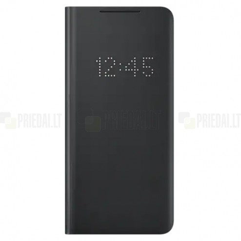 Samsung Galaxy S21 Ultra (G998B) oficiāls Smart Led View Cover atvērams melns maciņš (maks)