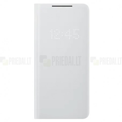 Samsung Galaxy S21 Ultra (G998B) oficiāls Smart Led View Cover atvērams gaiši pelēks maciņš (maks)
