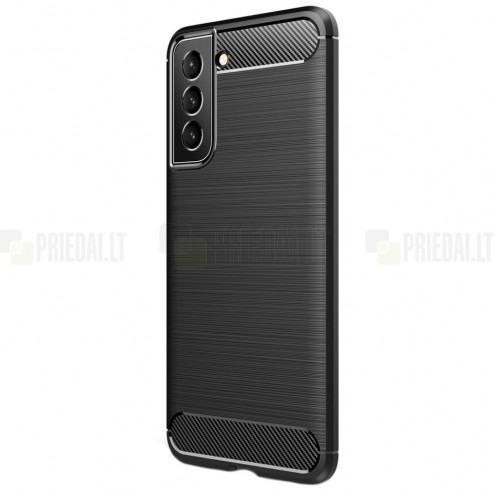 Samsung Galaxy S22 5G (SM-S901X) „Carbon“ cieta silikona (TPU) melns apvalks