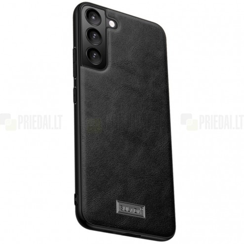 „Sulada“ Leather Samsung Galaxy S22+ 5G (SM-S906X) melns ādas apvalks