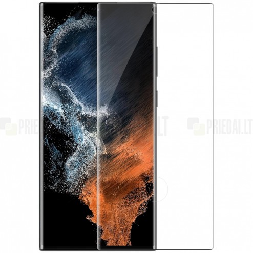 Samsung Galaxy S22 Ultra 5G (SM-S908X) Nillkin 3D CP+ Max Tempered Glass melns ekrāna aizsargstikls