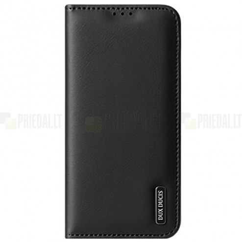 Samsung Galaxy S22 Ultra 5G (SM-S908X) „Dux Ducis“ Hivo sērijas melns ādas atvērams maciņš
