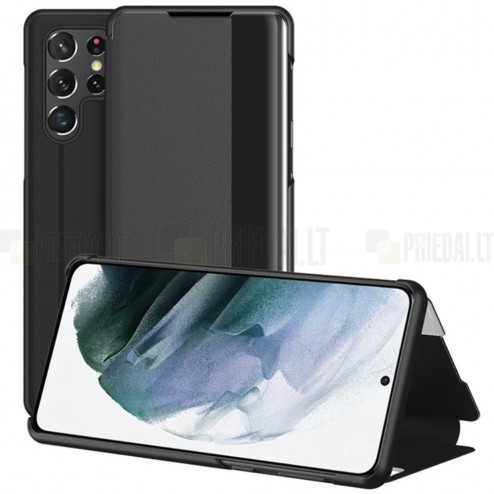 Samsung Galaxy S22 Ultra 5G (SM-S908X) View Line melns atvērams maciņš (maks)