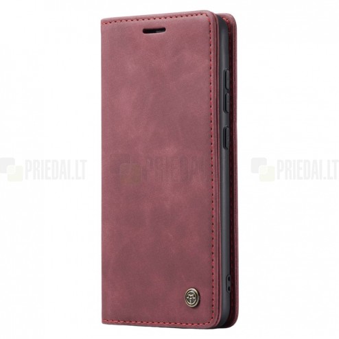 Samsung Galaxy S23 FE (Fan Edition) CaseMe Retro solīds atvēramais ādas melns maciņš - maks