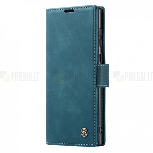 Samsung Galaxy S23 FE (Fan Edition) CaseMe Retro solīds atvēramais ādas melns maciņš - maks