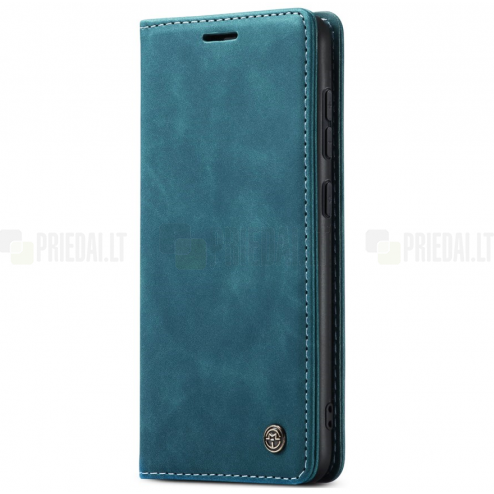 Samsung Galaxy S23 FE (Fan Edition) CaseMe Retro solīds atvēramais ādas melns maciņš - maks