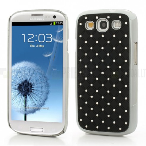 Samsung Galaxy S3 i9300 elegants melns futrālis ar spīduļiem