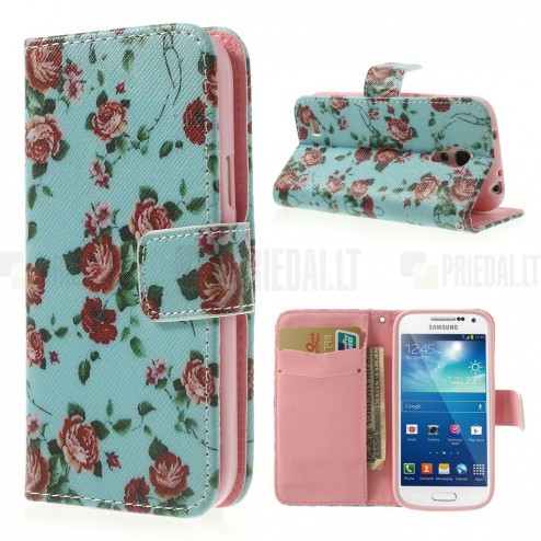 Atvēramais Samsung Galaxy S4 Mini rožu krāsains maciņš - piparmētru
