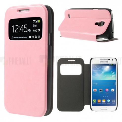 Samsung Galaxy S4 mini i9195 S View atvēramais rozs ādas futrālis
