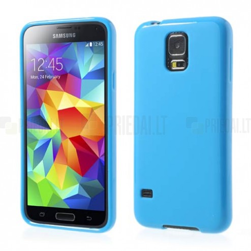 Samsung Galaxy S5 (S5 Neo) Jelly Case gaiši zils cieta silikona (TPU) futrālis