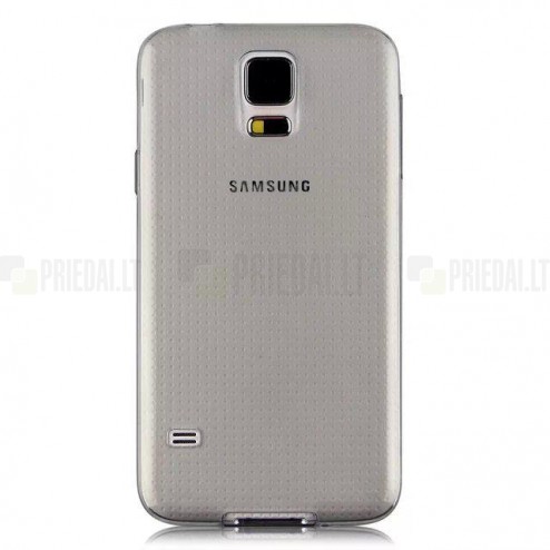 Samsung Galaxy S5 (S5 Neo) dzidrs (caurspīdīgs) cieta silikona TPU pasaulē planākais pelēks apvalks