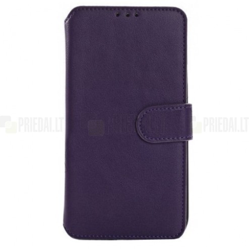 Samsung Galaxy S5 (G900, G903) atverčiamas violetinis odinis retro dėklas - piniginė