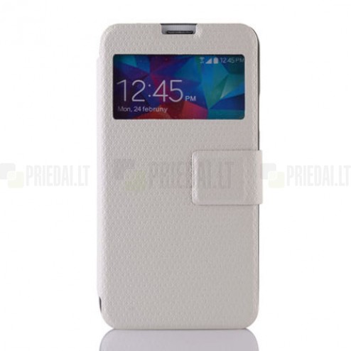 Samsung Galaxy S5 (S5 Neo) pīts atvērams balts s view maciņš
