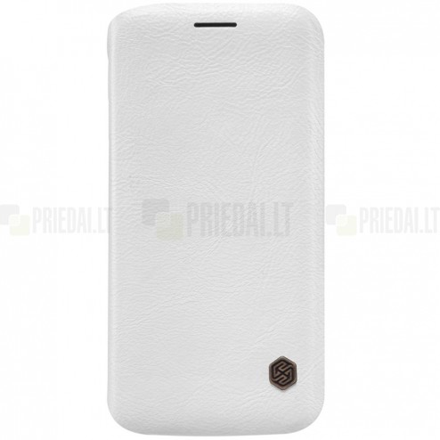 Greznais „Nillkin“ Qin sērijas ādas atvērams balts Samsung Galaxy S6 Edge (G925) maciņš