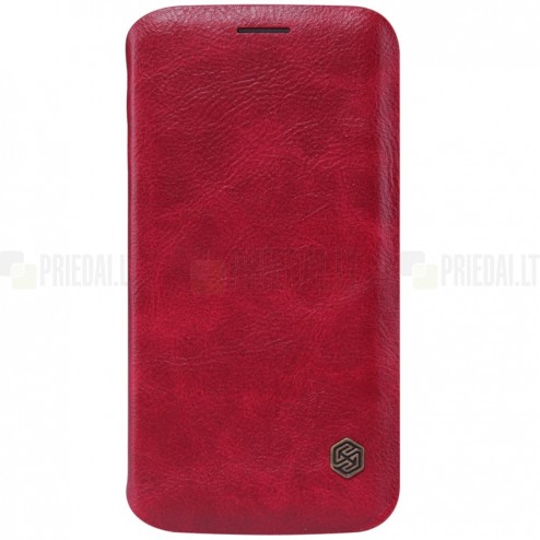 Greznais „Nillkin“ Qin sērijas ādas atvērams sarkans Samsung Galaxy S6 Edge (G925) maciņš