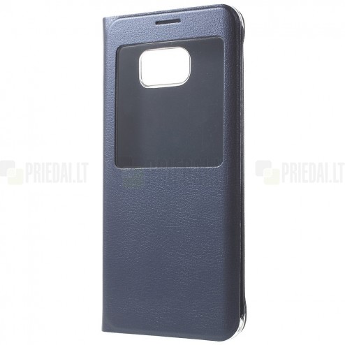 Samsung Galaxy S6 Edge+ (G928) atvēramais maciņš ar lodziņu - zils