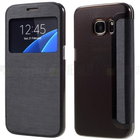 Samsung Galaxy S7 (G930) View Window atvēramais melns maciņš