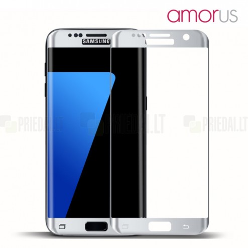 Samsung Galaxy S7 Edge (G935) Amorus Tempered Glass sudrabs ekrāna aizsargstikls