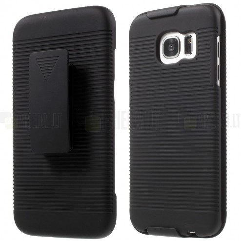 Samsung Galaxy S7 Edge (G935) Plastmasas apvalks pie siksna - melns