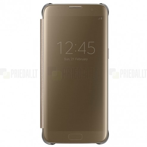 Samsung Galaxy S7 (G930) oficiāls Clear View Cover atvērams zelta ādas maciņš