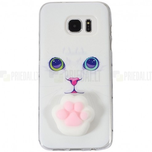 Samsung Galaxy S7 (G930) „Squezy“ Pėdutė cieta silikona (TPU) balts apvalks