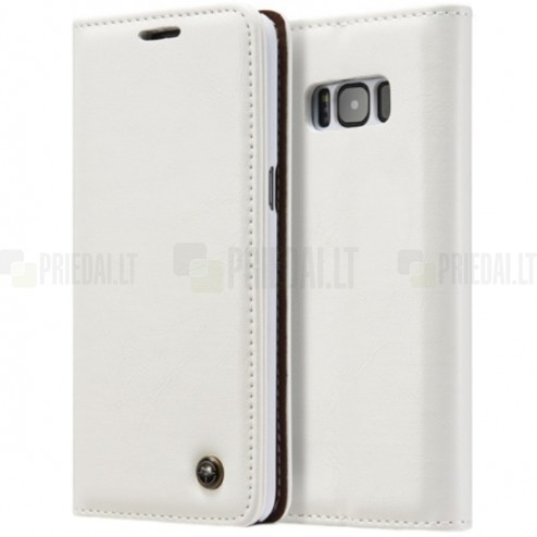 Samsung Galaxy S8 (G950) „CaseMe“ solīds atvēramais ādas balts maciņš - maks