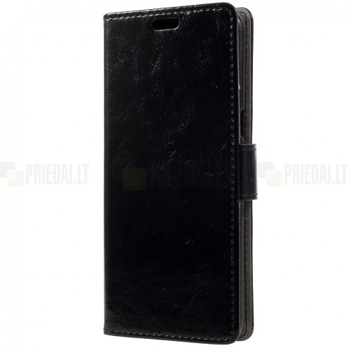 Samsung Galaxy S8 (G950) atvēramais ādas melns maciņš (maks)