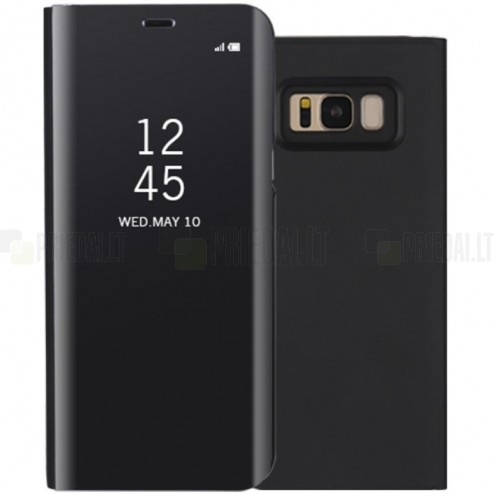 Samsung Galaxy S8 (G950) plastmasas atvērams melns ādas maciņš