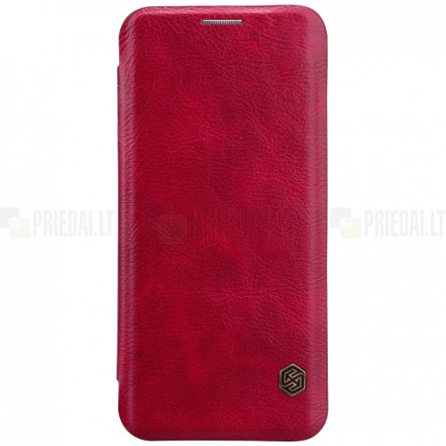Greznais „Nillkin“ Qin sērijas ādas atvērams sarkans Samsung Galaxy S8+ (G955) maciņš